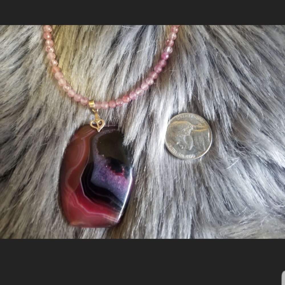 Dragon Vein Agate & Strawberry Quartz Necklace